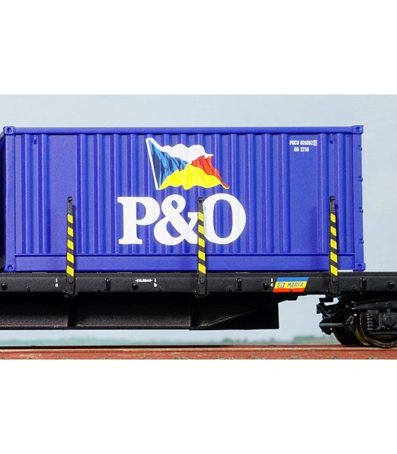 Vagon platformă Rgs cu 2 containere 20' P&O, CFR Marfă, epoca VI, H0 ...