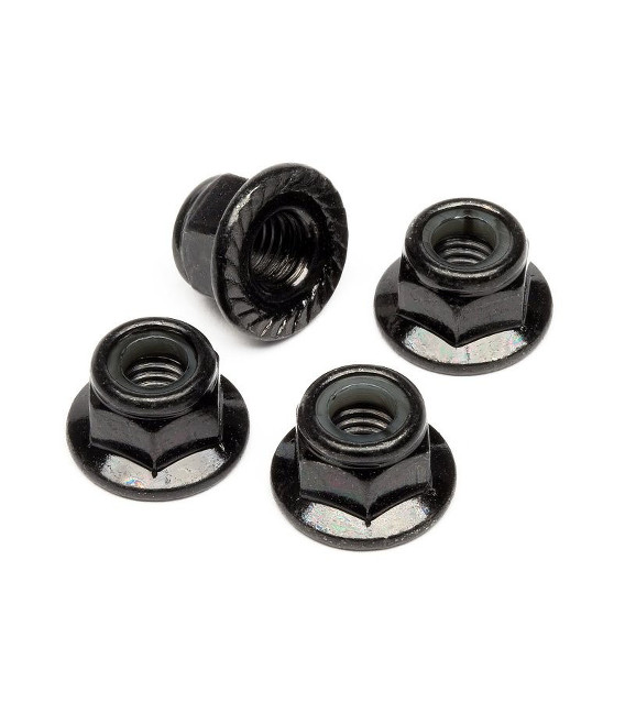 Flanged Lock Nut M5 (Black / 4 pcs)