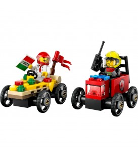 Pachet de curse Furgonetă de pizza vs. camion de pompieri LEGO 60458