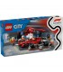 Boxă și mecanici F1 cu mașină Ferrari LEGO 60443